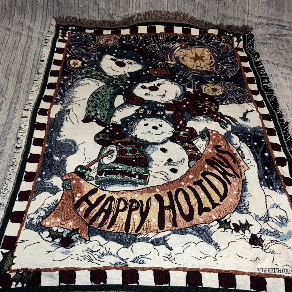 Festive Snowman Tapestry Blanket 42”x64”